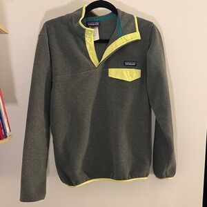 Patagonia Charcoal Fleece with Neon Yellow Trim